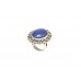 Stamped 925 Sterling Silver women's Ring cabochon blue lapiz lazuli stone